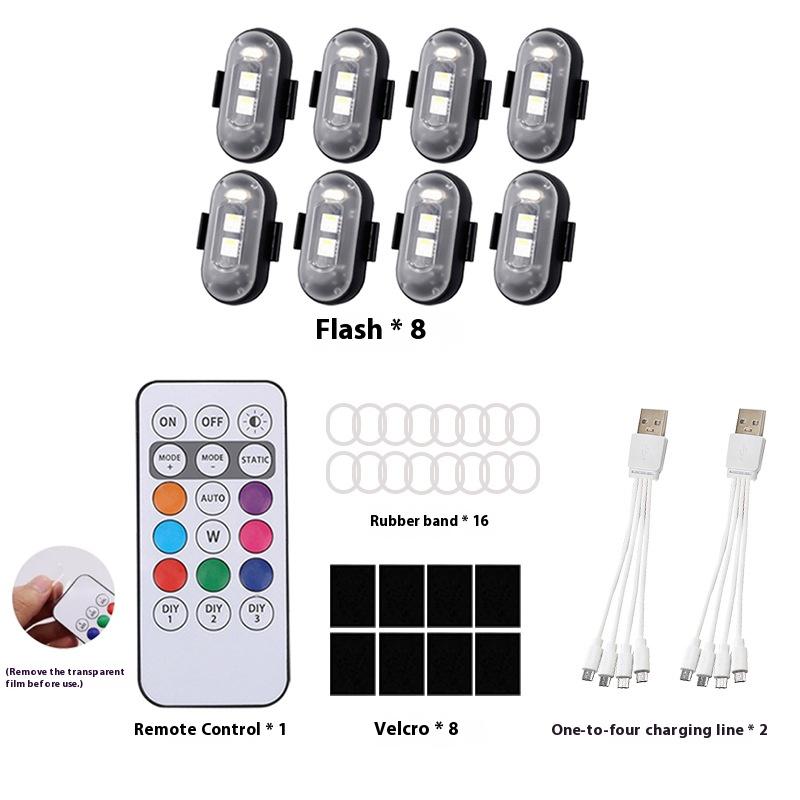 Wireless Remote Control Aircraft Light Car Motorcycle LED Eight Color Flashing Warning Light Drone Navigation Light