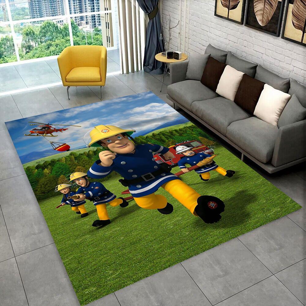 3D Classic Fireman Sam Child Cartoon Carpet Rug for Living Room Bedroom Home Sofa Decoration,Kids Play Non-slip Floor Mat Gift