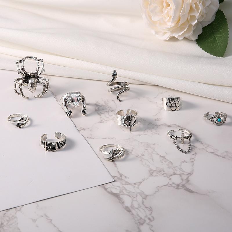 Europe and The United States Exaggerated Frog Spider Snake Personality Animal 10-piece Ring Wholesale