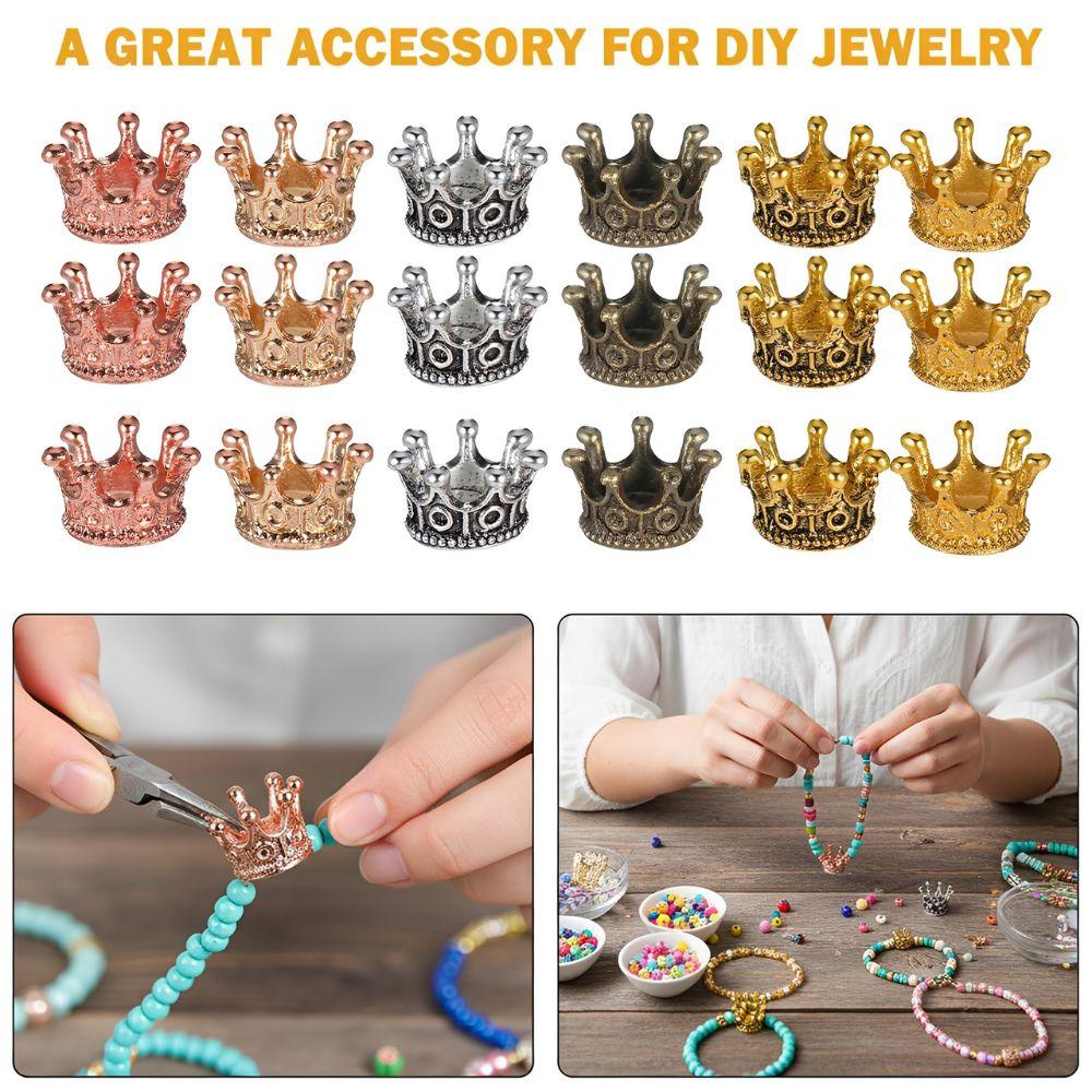 10pcs Alloy Mixing Colors Crown Accessories Pendant DIY Bracelet Necklace Earring Making Decorative Spacer Beads YMY