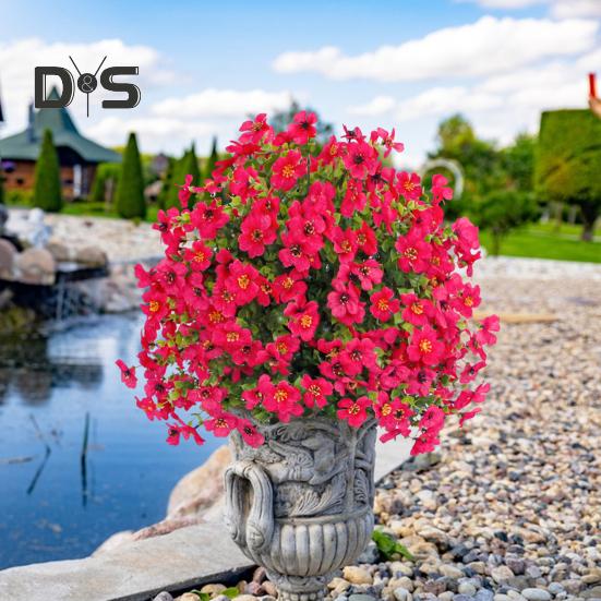 1/2 ks Umělá fialová květina s kolíkem Odolná proti UV záření Faux plastový květinový hrot Vnitřní Venkovní Zahrada Veranda Patio Svatba Party Dekorace