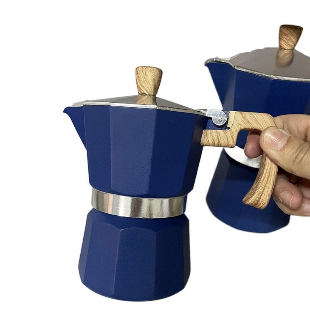 150ml/300ml Espresso Maker Pot Wood Pattern Handle Coffee Percolator Aluminum Moka Pot Home