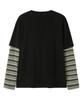 OPENYARD(OY) Never Sleep Stripe Layered L/S Tee - Black