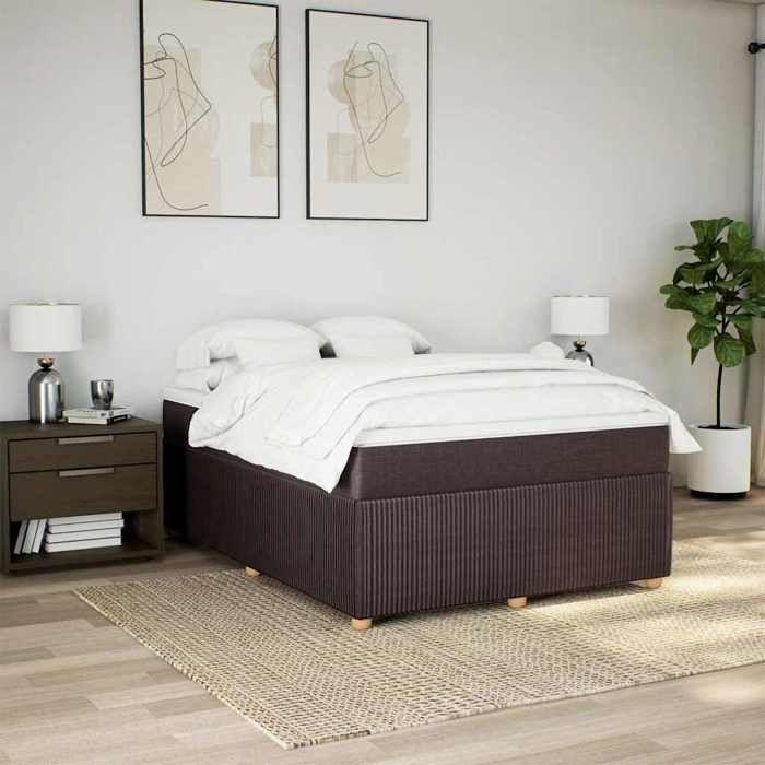 Exclusive House - Slatted Bed Base with Mattress Dark Brown 140x190 Cm