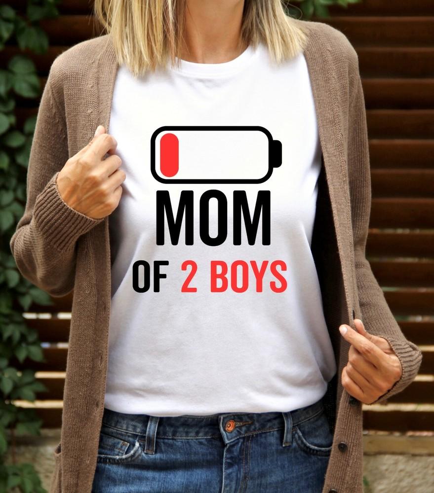 Mom of 2 Boys Shirt Gift from Son Mothers Day Birthday Women T-Shirt