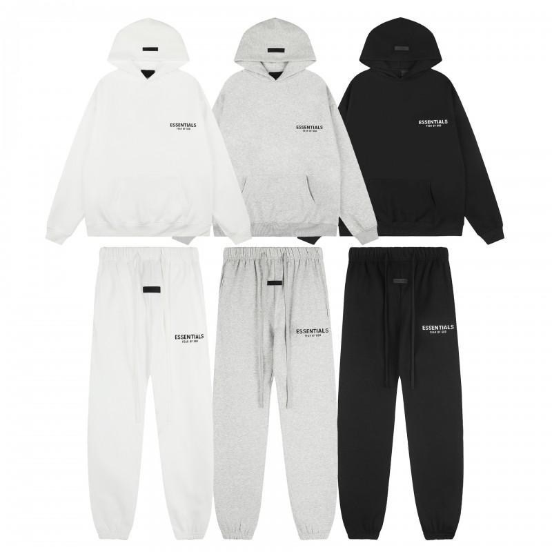 2026 FOG ESSENTIALS Flocked Letter Hoodie Unisex Casual Thick Cotton Sweatshirt