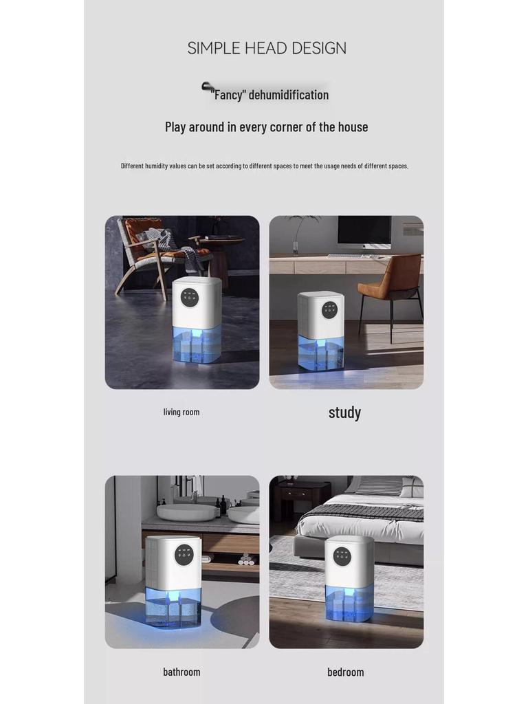 Smart Home Dehumidifier: High-Capacity Moisture Absorber for Bathrooms and Drying Spaces.