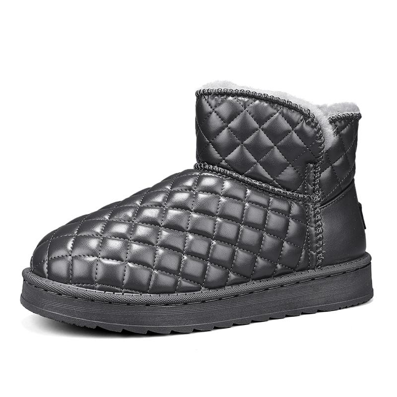 Leather Snow Boots Men's High Top Thermal Fleece Lined Winter Shoes Anti-Slip Cold Weather Boots Outdoor Cotton Casual Shoes