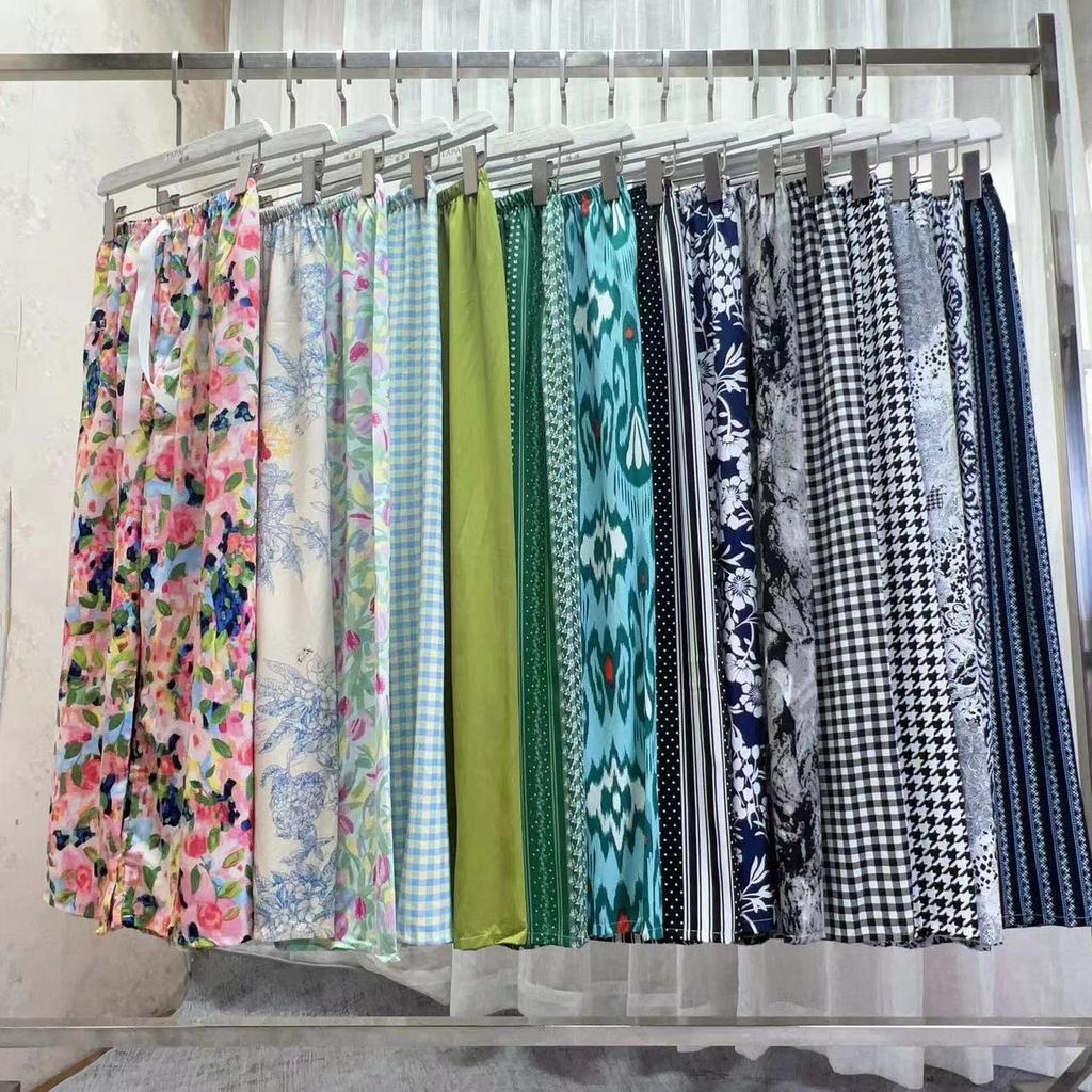 Summer Thin Cotton Rayon Ultra-Light Puff Wide Leg Ankle Pants for Women  Home Pants Plus Size Artificial Cotton Pants