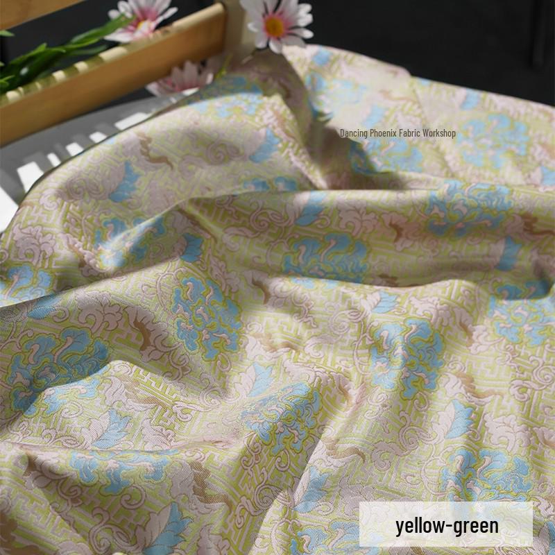 Tkanina płaszczowa z brokatu jedwabnego w stylu Yang Mi Peony Jacquard