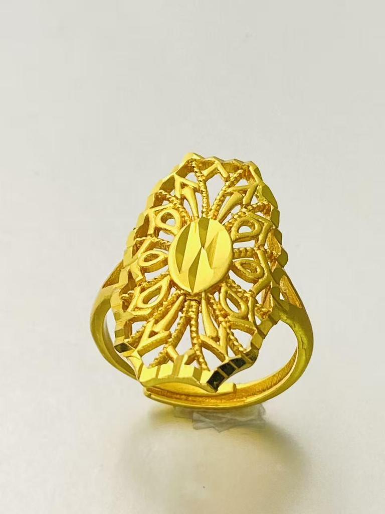 24K Gold Plated Adjustable Brass Ring - Personalized High-End Design