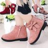 2025 girls autumn and winter retro shoes single boots princess shoes Korean version low tube velvet boots medium and older children cotton shoes s