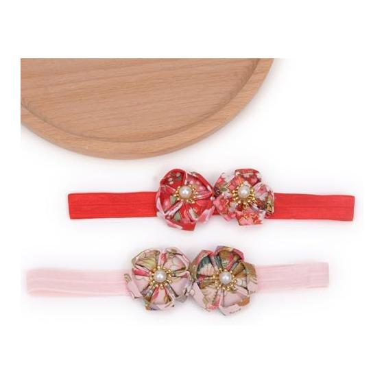 Baby Headband, Cute Ribbon Hair Accessory for Newborns and Toddlers, Japanese Traditional Style, Perfect for Celebrations and Photoshoots (2-Piece