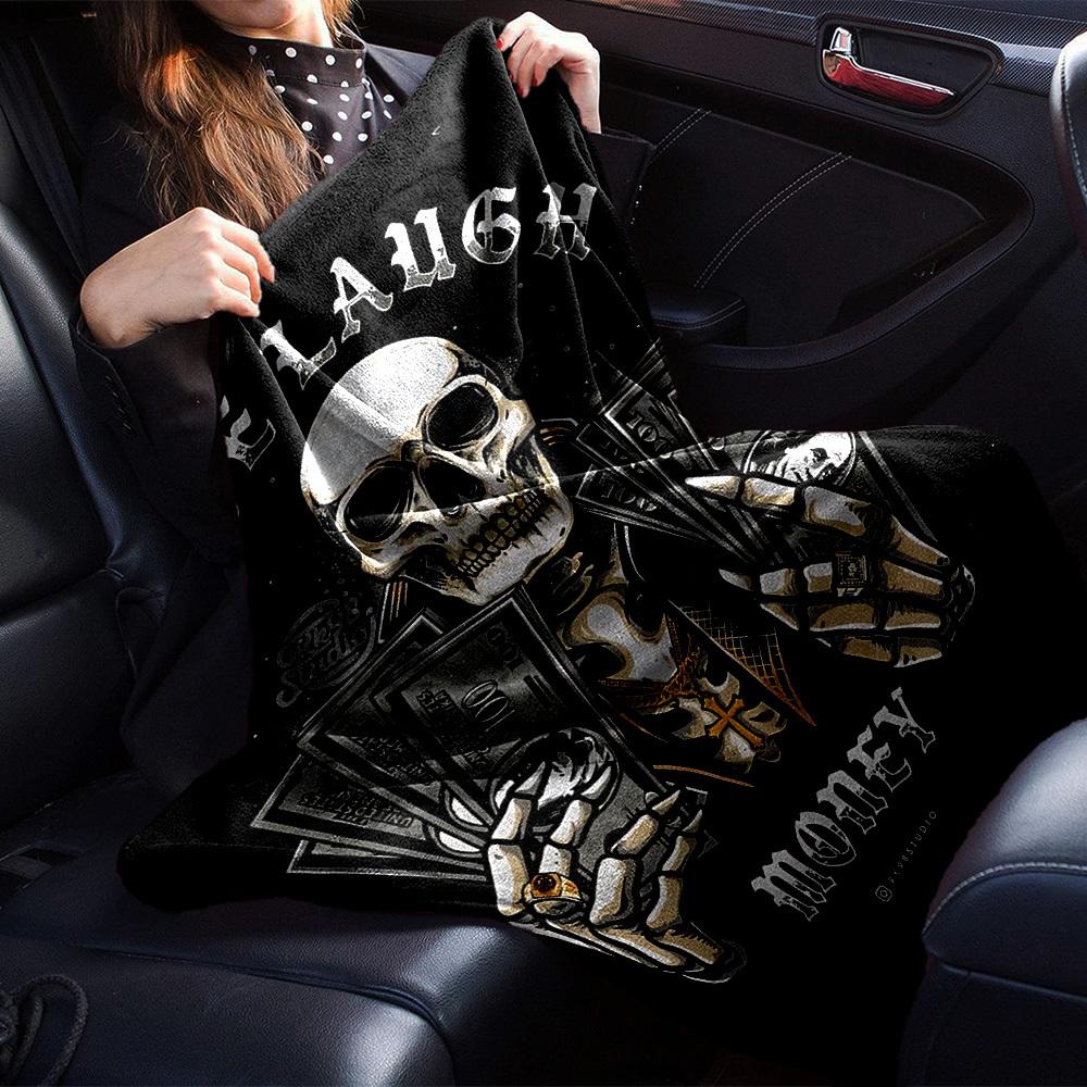 1pc Skull Money Throw Blanket Soft Flannel, Cozy All Season Polyester Perfect for Home, Office