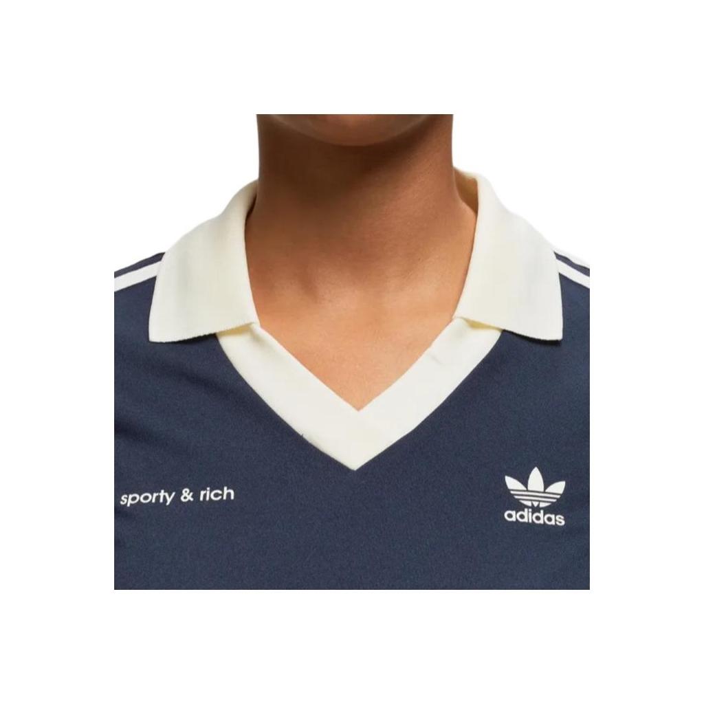 Adidas Originals X Sporty & Rich Adidas Trefoil X Sporty & Rich Striped Logo Long Sleeve T-Shirt Women Tops Ink-Black IN5248