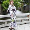 Adult Plus Size Yukata Set with Separate Set Large Morning Glory Pattern with Shibori Sizes Women's Obi, 3-Piece (3. Pattern, 4L-5L)
