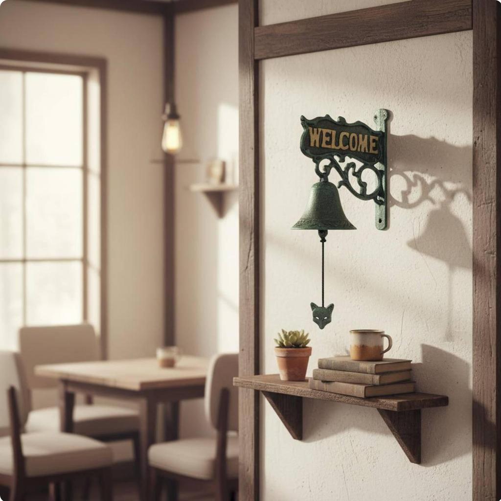Rustic Cast Iron Chime Bell Decorative Wall Art Outdoor