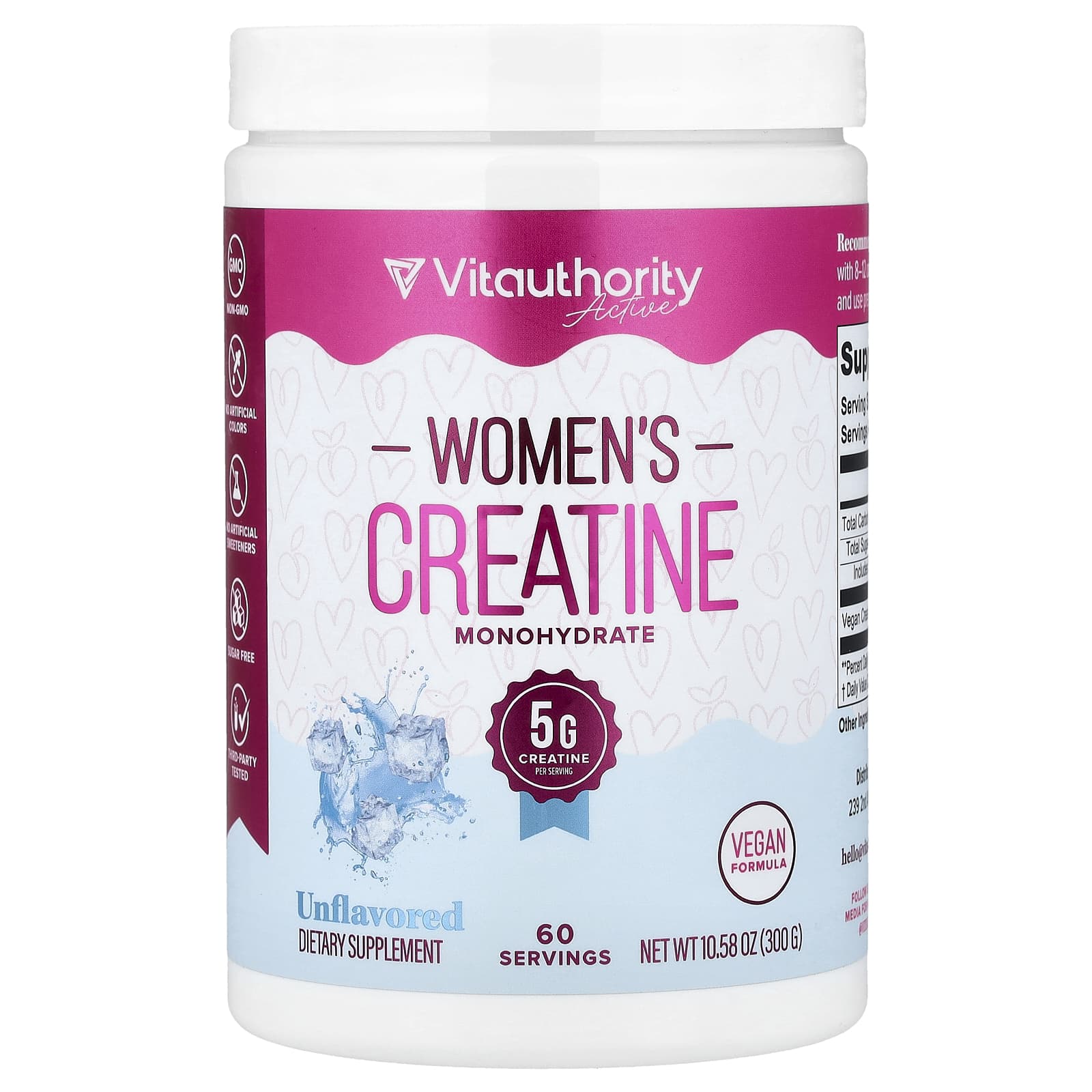 

Vitauthority, Active, Women s Creatine Monohydrate, Unflavored, 300g (10.58oz)