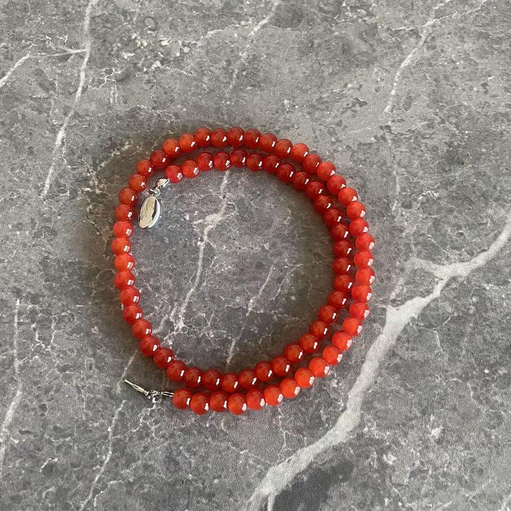 Agate-Colored 925 Silver Necklace - Women's Luxury Versatile Collarbone Chain