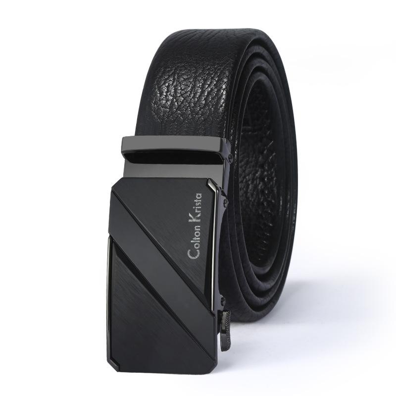 

Мужской ремень деловой повседневный ремень из коровьей кожи с автоматической пряжкой средний ремень модный ремень для мальчиков 130cm