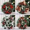 Red Christmas Wreath PVC Artificial Greenery Christmas Garland Window Door Wall Hanging Ornament Decorations Holiday Decor Gifts