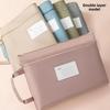 A4 Large Capacity Document Folder, Morandi Oxford Cloth File Organizer with Double Zipper for Office Storage