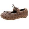 Winter Wool Lamb Women Flats Shoes 2025 Fashion Shallow Slip On Ladies Flats Butterfly Knot Indoor Warm Soft Sole Women Shoes
