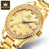 OLEVS 5565 Luxury Men Original Watch Fashion Business Stainless Steel Calendar Week Diamond Gold Watch Brand Men Quartz Watch