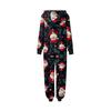 Christmas Print Parent-Child Outfit Hooded Zipper One-Piece Fashionable Home Suit Set