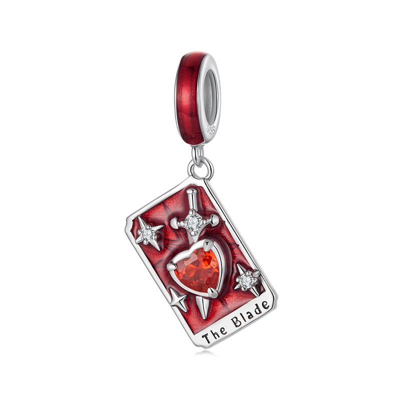WOSTU 925 Silver Colorful Tarot Cards Charm Pendent Magic Star Moon Sun Lover Bead Fit DIY Bracelet Necklace Women Gift