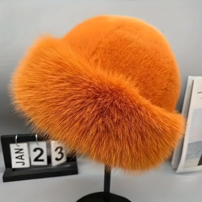 New Women's Fashion Fur Cap Fur Hat Autumn And Winter Fur Hats Mongolian Hat Brimless Plush Fluffy Skiing Riding Warm Caps