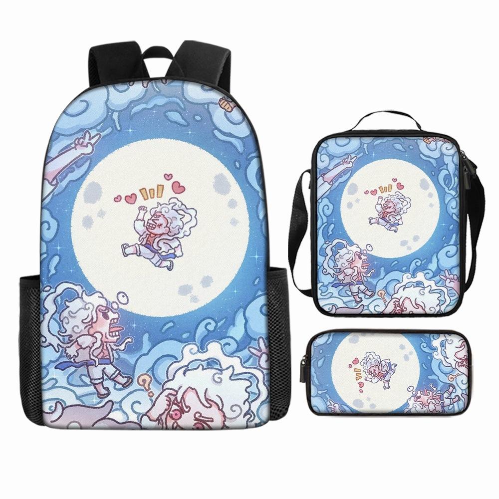 Anime Rucksack Set One Piece Naruto Schultasche für Jungen Schüler Laptop Rucksack Umhängetasche Federmäppchen 3-teilig Große Kapazität Wasserdicht