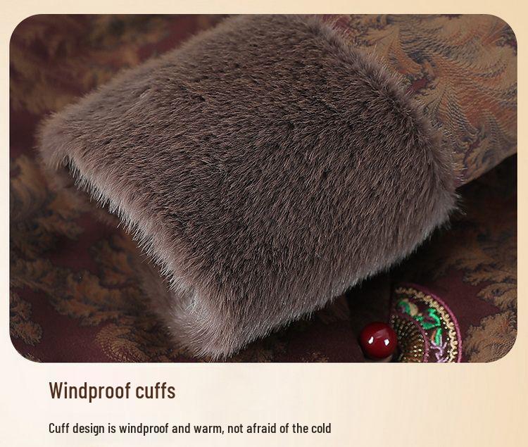 Grandma's Winter Cotton Coat: Women's Thick Velvet-Lined Outerwear for Elderly Ladies