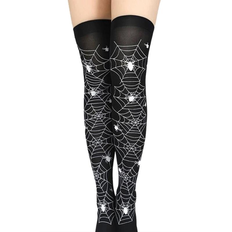 Spiders Web Poncho Dress Lace Gloves Earring Headband Stockings for Halloween Party Spiderweb Costume Accessories