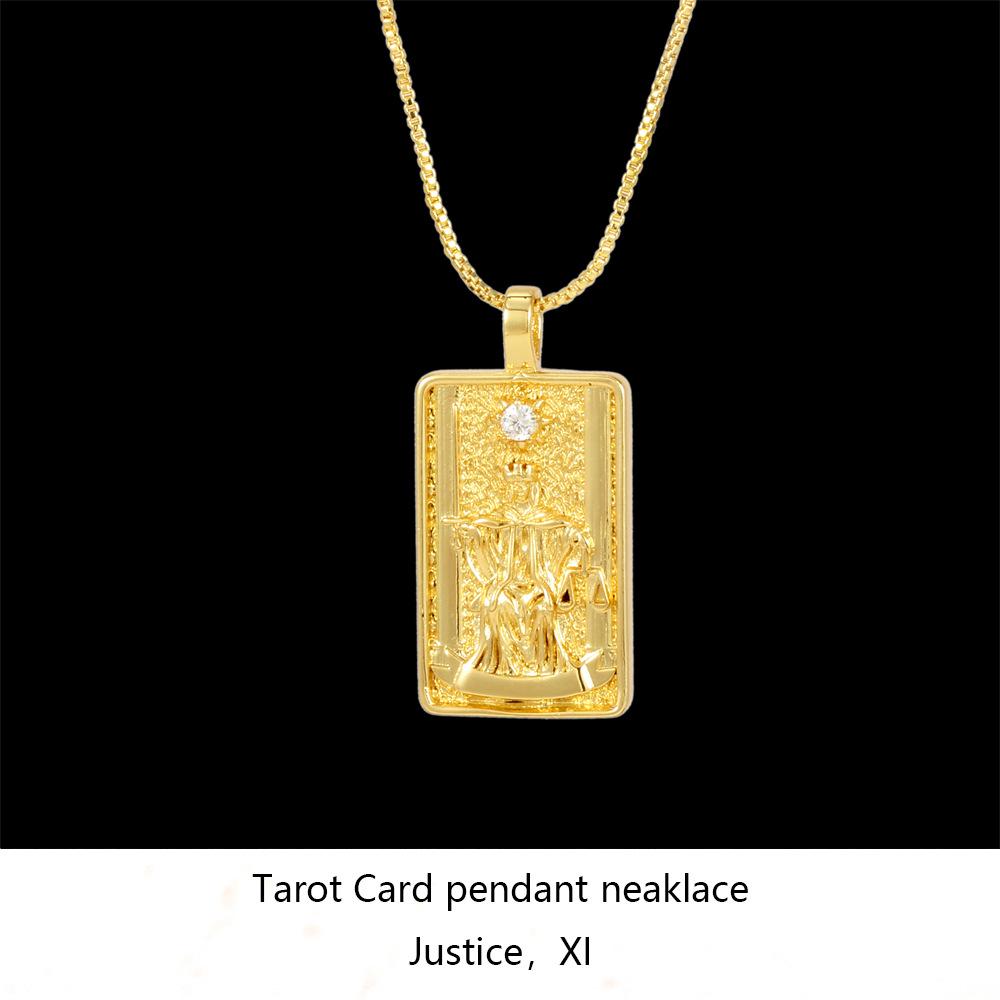 Nordic Solomon Tarot Card Necklace: Trendy Punk Hip Hop Style with Diamond Square Choker for Men and Women