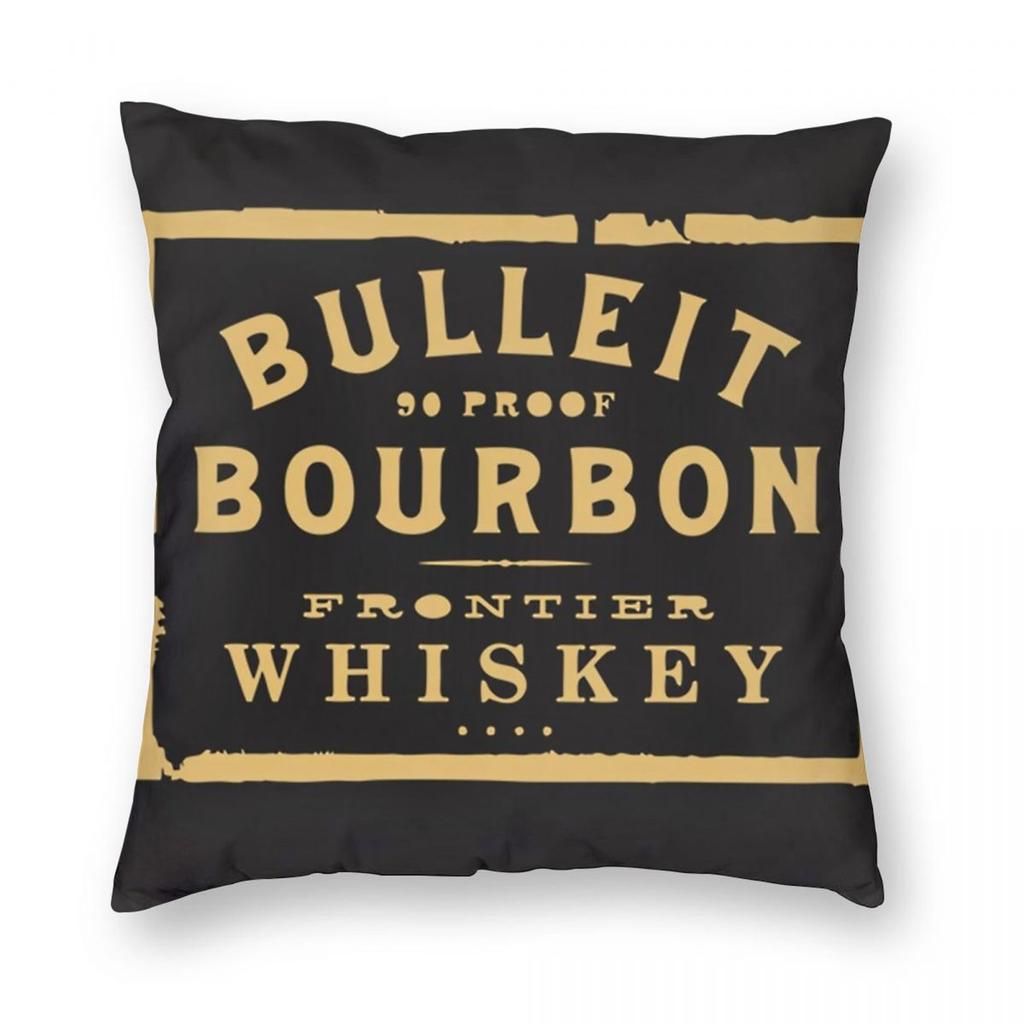 Bulleit Bourbon Whiskey Quadratische Kissenhülle Polyester Leinen Samtmuster Reißverschluss Dekoration Zierkissenhülle Sofakissenbezug x