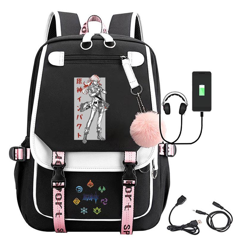Zaino capiente con tracolla; set astuccio a tre pezzi per studenti