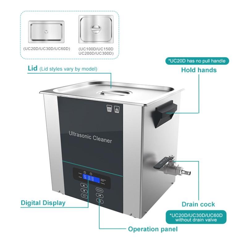 220V Industrial Glasses Jewelry Dental Cleaning Machine Lab Equipment Portable Digital Display Heating Ultrasonic Cleaner