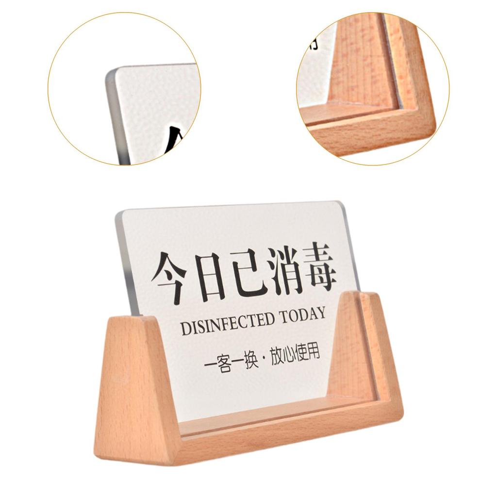 Sanitized Table Sign Today Sign for Eyelash Studio Hotel Banquet Wood Base Acrylic Panel Signage Reusable Portable