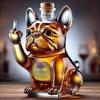 Transparent Glass French Bulldog Red Wine Bottle, Irregular Shape, Sealed for Whiskey/Vodka.
