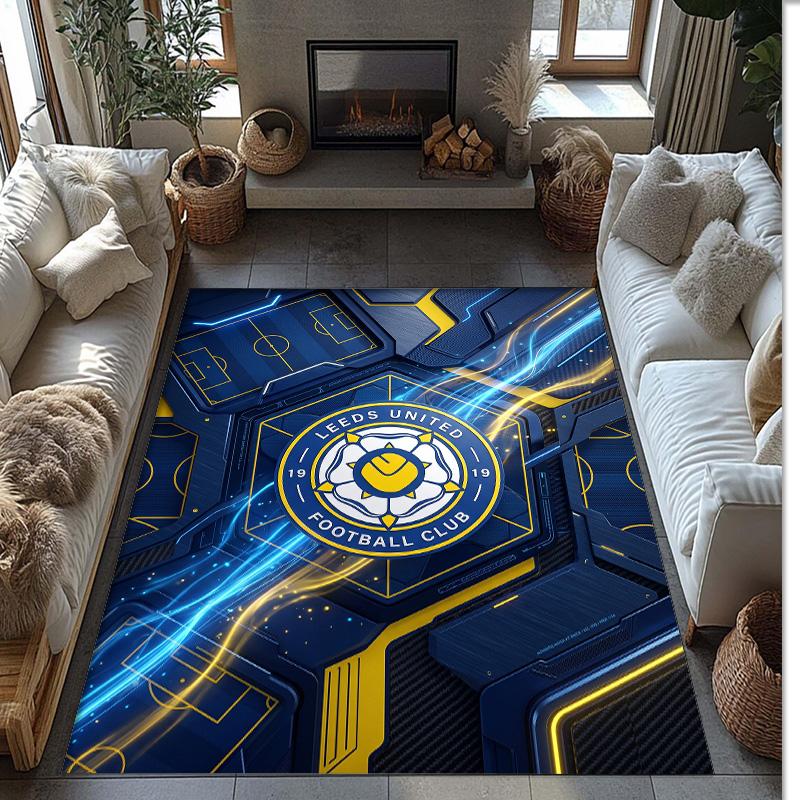 Tappeto in Velluto di Cristallo con Stampa del Leeds United Football, Comodo Assorbente d'Acqua Antiscivolo Tappeto per Pavimenti Interni
