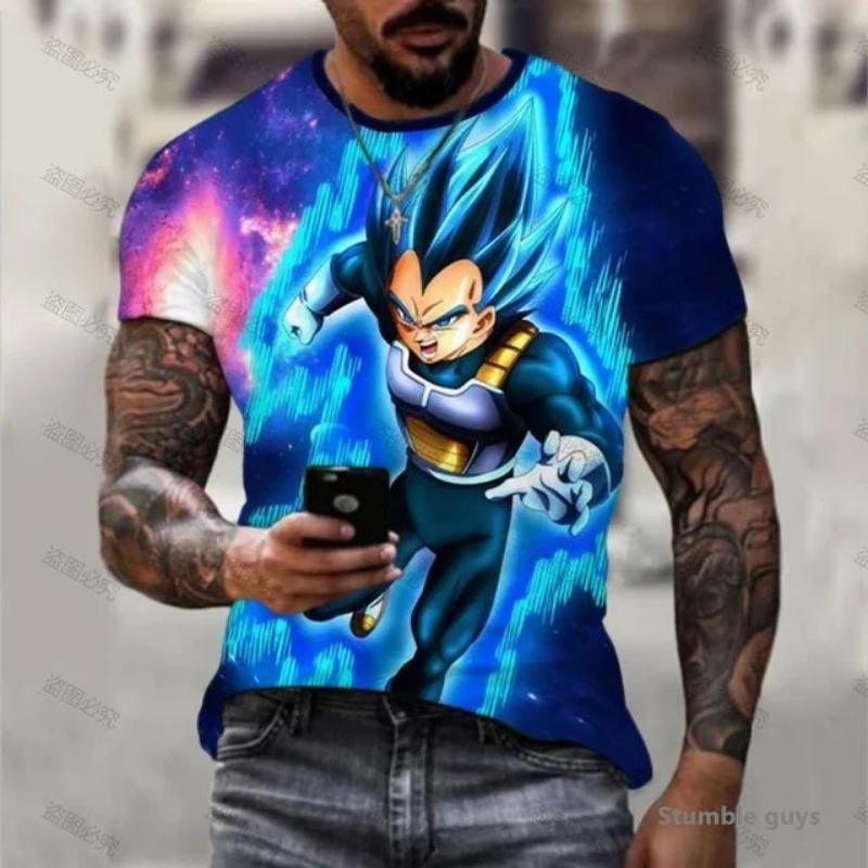 2026 Summer Men's Short Sleeve Fitness Tee Dragon Ball Goku Kakarot Vegeta Tshirt Super Saiyan