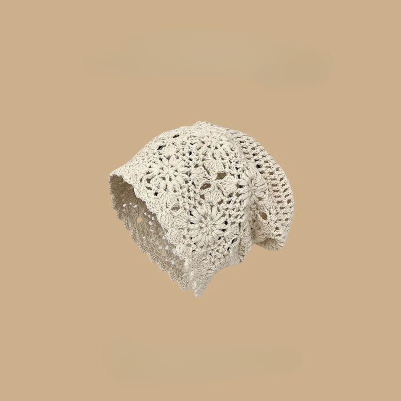 Японский стиль Женская ручная работа Плетеная повязка на голову Шляпа Летняя тонкая Универсальная Дышащая Ажурная вязка Шапка-бини One Size