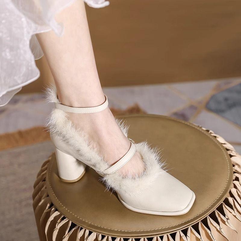 High Heel Mary Jane Shoes With Pu Material For Daily Fashion Women