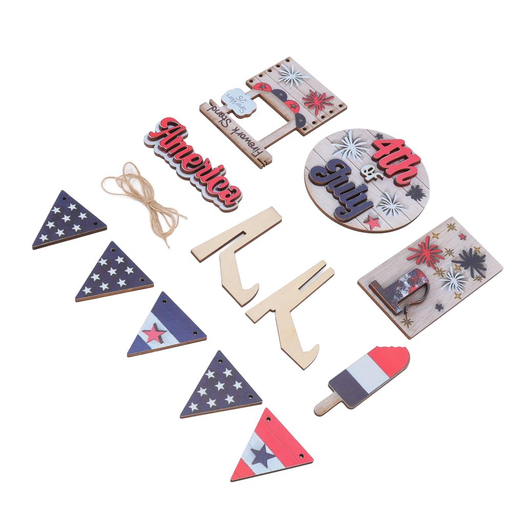 Independence Day Wooden Decoration Beautifully Designed Vibrant Colour Sturdy Patriotic Tray Wooden Ornament