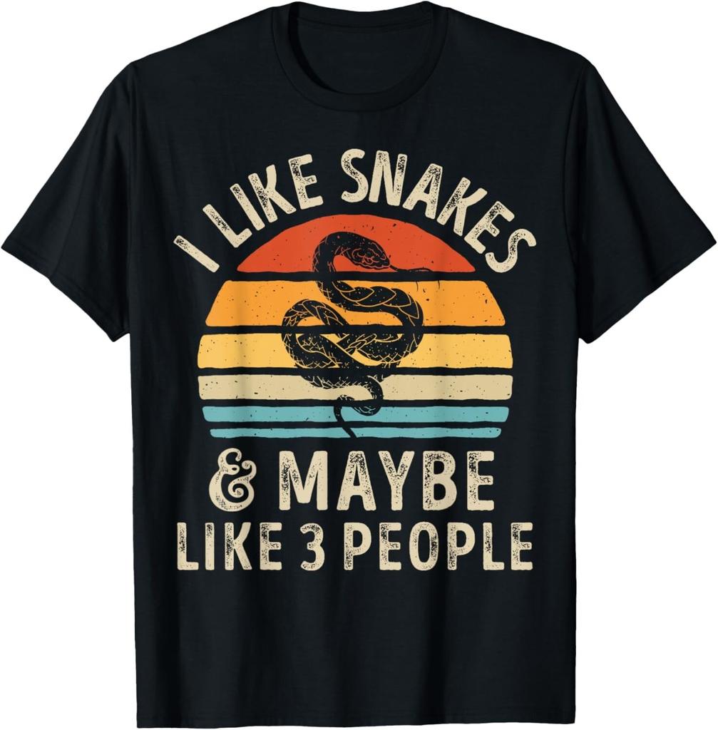 I Like Snakes and Maybe 3 People Snake Reptile Lover Retro T-Shirt