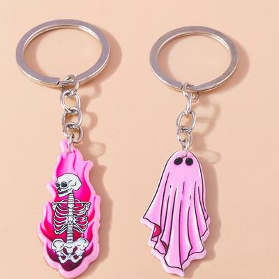 Cute Resin Halloween Ghost Keychain Pumpkin Skeleton Keyring Pendants for Men Women Key Holder Handbag Charms DIY Jewelry Gifts