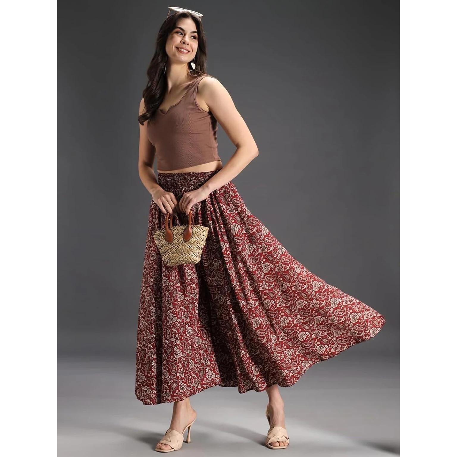 Floral Printed Women s Ethnic Palazzo Set Indian Bollywood Flared Trouser Set Free