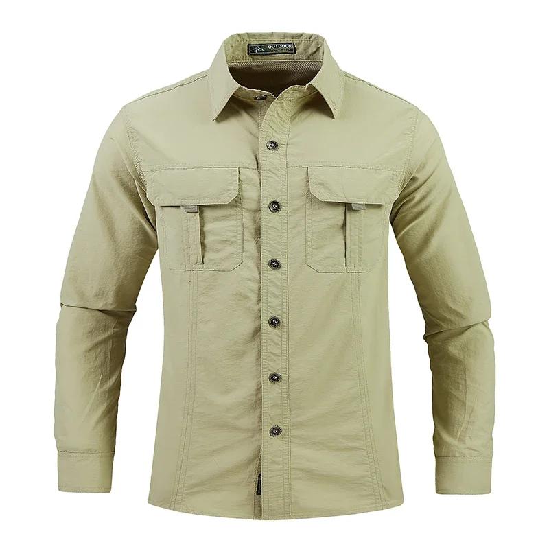 Lichtgewicht Ademend Werkshirt met Lange Mouwen Heren Outdoor Zonbescherming Multifunctioneel Casual Sport Wandelen Vissen Top