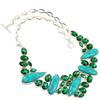 Tibetan Turquoise Emerald Gemstone Silver Jewelry Necklace 16-18''